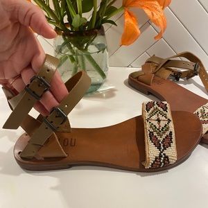 Beaded leather sandals size 36